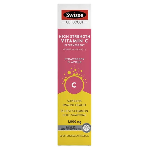 Thực phẩm chức năng Viên sủi Swisse High Strength Vitamin C 1000mg ống 20 viên