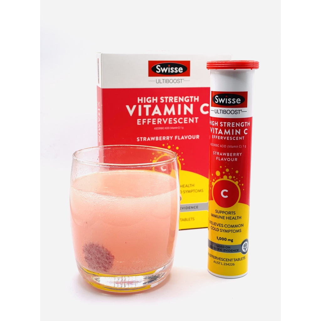 Thực phẩm chức năng Viên sủi Swisse High Strength Vitamin C 1000mg ống 20 viên
