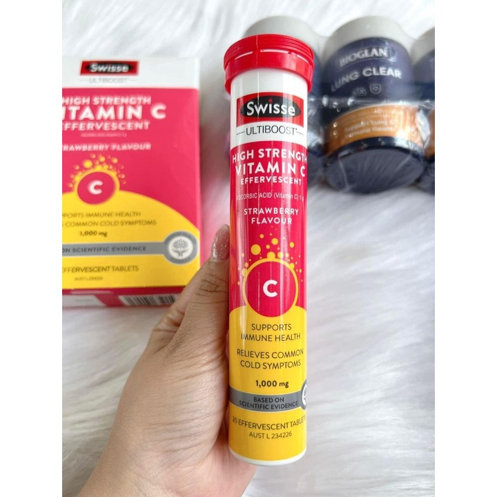 Thực phẩm chức năng Viên sủi Swisse High Strength Vitamin C 1000mg ống 20 viên