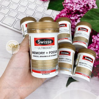Viên Uống Bỗ Não Tăng Trí Nhớ Tập Trung Từ Bạch Quả Brahmi và Vitamin Nhóm B - Swisse Ultiboost Memory + Focus 50 Viên
