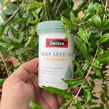 [Hãng Ngưng SX] Viên uống dầu hạt cây gai dầu và củ nghệ hỗ trợ sức khỏe dinh dưỡng Swisse Hemp Seed Oil + Turmeric 60 Viên