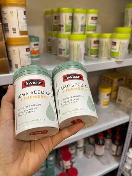 [Hãng Ngưng SX] Viên uống dầu hạt cây gai dầu và củ nghệ hỗ trợ sức khỏe dinh dưỡng Swisse Hemp Seed Oil + Turmeric 60 Viên