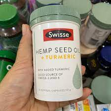 [Hãng Ngưng SX] Viên uống dầu hạt cây gai dầu và củ nghệ hỗ trợ sức khỏe dinh dưỡng Swisse Hemp Seed Oil + Turmeric 60 Viên