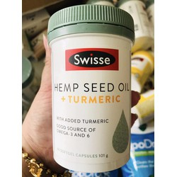 [Hãng Ngưng SX] Viên uống dầu hạt cây gai dầu và củ nghệ hỗ trợ sức khỏe dinh dưỡng Swisse Hemp Seed Oil + Turmeric 60 Viên