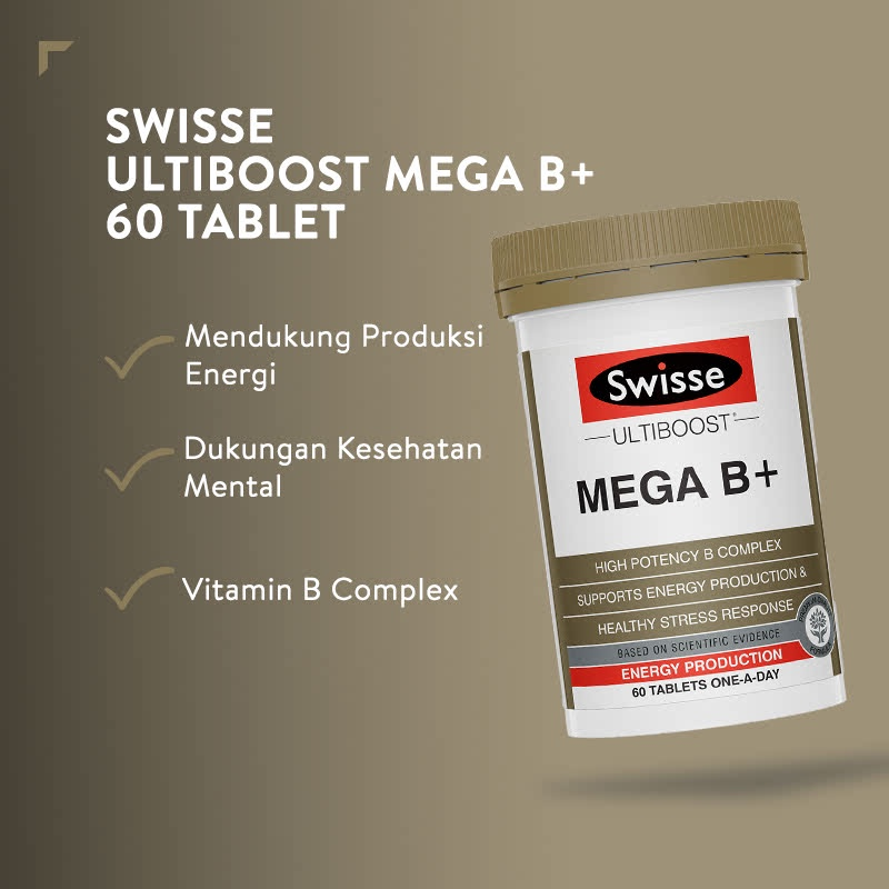 Viên uống bổ sung vitamin nhóm B - Swisse Ultiboost Mega B + 60 Viên