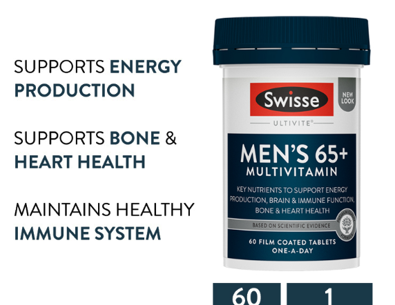 Viên uống vitamin tổng hợp cho đàn ông 65 tuổi - Swisse Mens Multivitamin 65+ 60 Viên