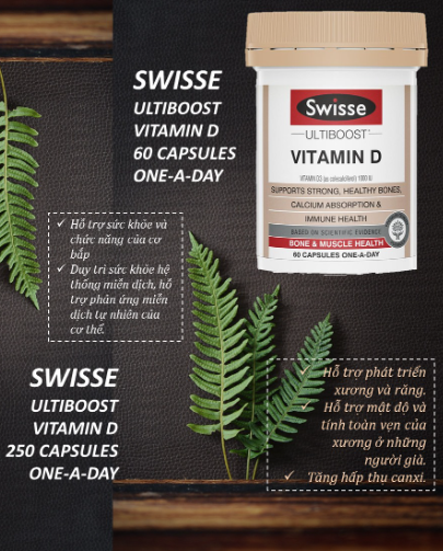 Viên uống bổ sung vitamin D - Swisse Ultiboost Vitamin D 60 Viên