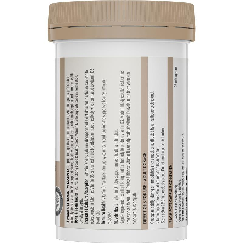 Viên uống bổ sung vitamin D - Swisse Ultiboost Vitamin D 250  Viên