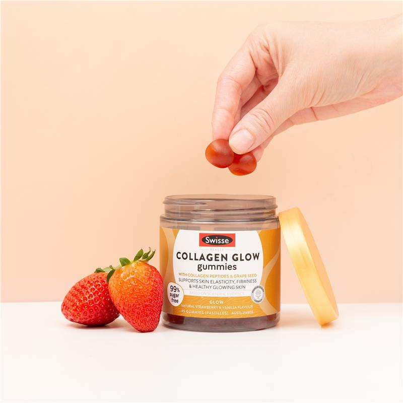 Viên nhai bổ sung Collagen - Swisse Beauty Collagen Glow Gummies 45 Viên