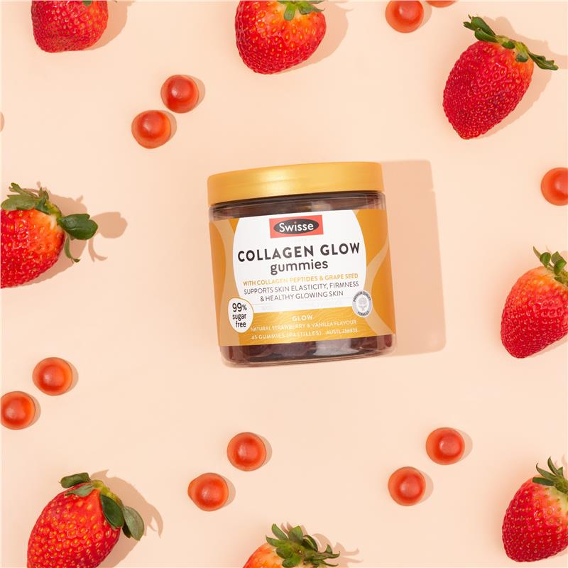 Viên nhai bổ sung Collagen - Swisse Beauty Collagen Glow Gummies 45 Viên