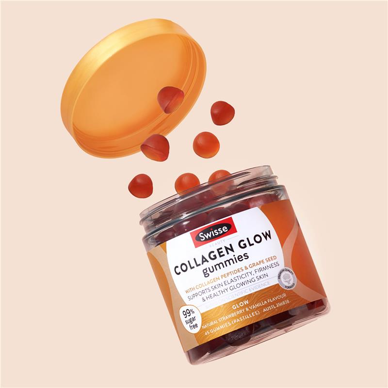 Viên nhai bổ sung Collagen - Swisse Beauty Collagen Glow Gummies 45 Viên
