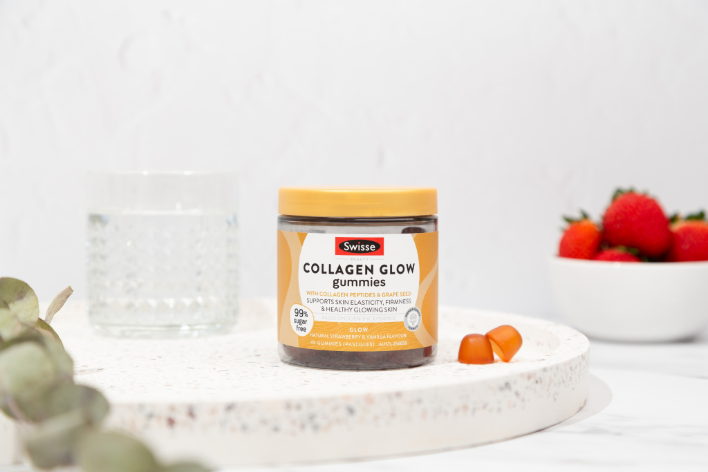 Viên nhai bổ sung Collagen - Swisse Beauty Collagen Glow Gummies 45 Viên