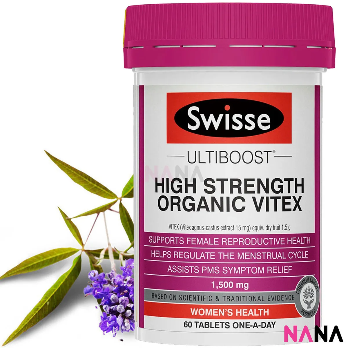 Viên uống hỗ trợ sức khỏe sinh sản phái nữ Swisse High Strength Organic Vitex 1500mg 60 Viên