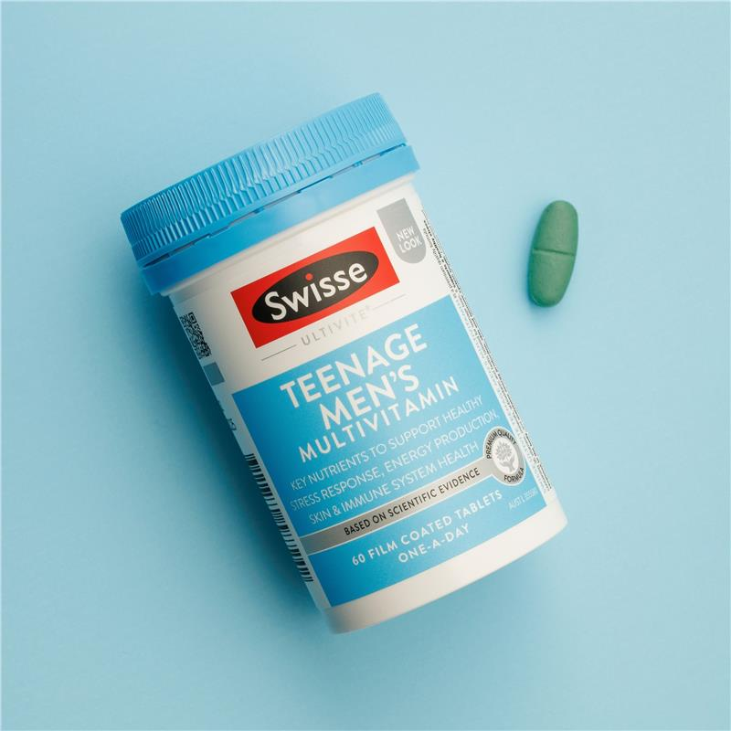 Viên uống hỗ trợ sức khỏe vị thành niên cho nam Swisse Teenage Men’s Ultivite Multivitamin 60 Viên