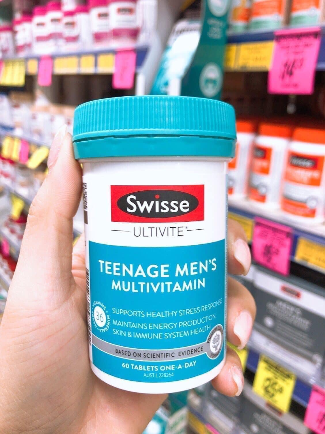 Viên uống hỗ trợ sức khỏe vị thành niên cho nam Swisse Teenage Men’s Ultivite Multivitamin 60 Viên