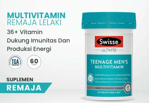 Viên uống hỗ trợ sức khỏe vị thành niên cho nam Swisse Teenage Men’s Ultivite Multivitamin 60 Viên