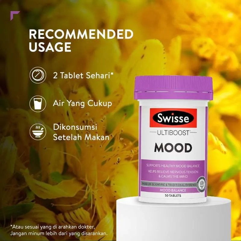 Viên uống hỗ trợ giảm căng thằng mệt mỏi tuột mood làm dịu tâm trí - Swisse Ultiboost Tâm Trạng 50 Viên