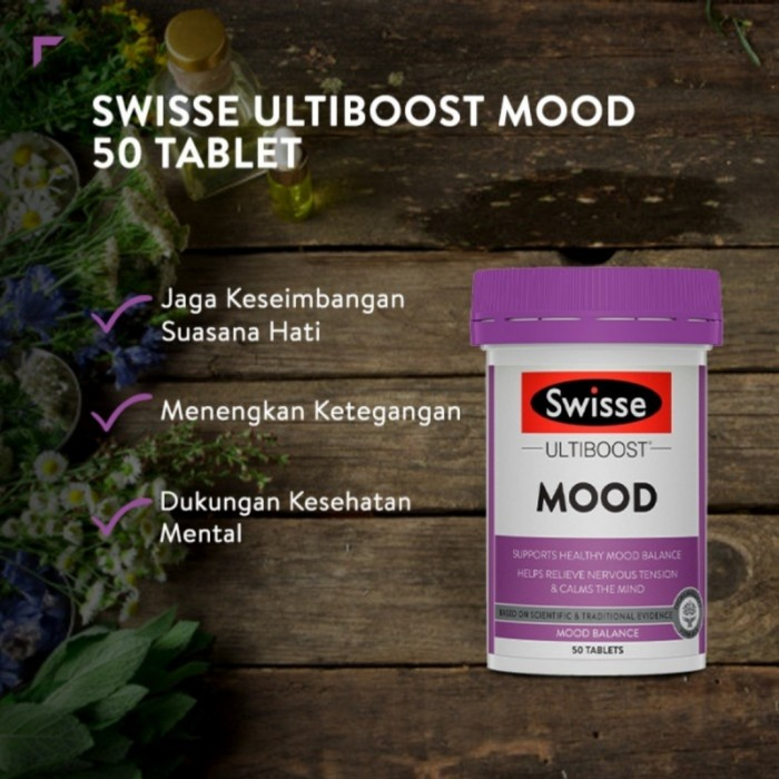 Viên uống hỗ trợ giảm căng thằng mệt mỏi tuột mood làm dịu tâm trí - Swisse Ultiboost Tâm Trạng 50 Viên