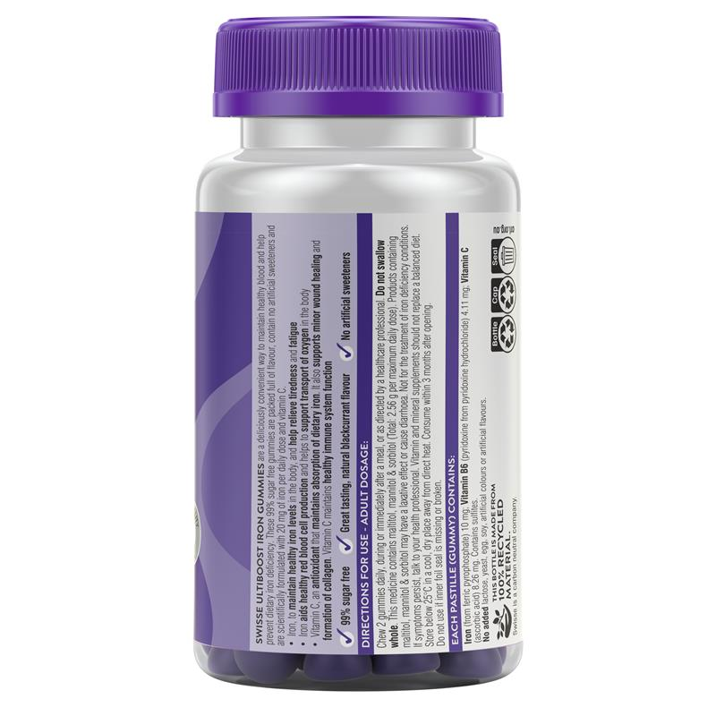 Kẹo nhai bổ sung sắt có thêm vitamin C không tanh - Swisse Iron Gummies 50 Gói