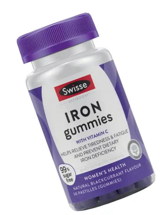 Kẹo nhai bổ sung sắt có thêm vitamin C không tanh - Swisse Iron Gummies 50 Gói