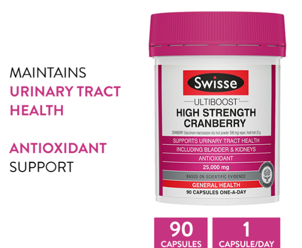 Viên uống hỗ trợ tiết niệu nữ chiết xuất từ quả nam việt quất Uc - Swisse Cranberry 25000mg 90 Viên