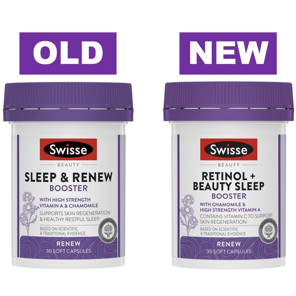 Viên uống Retinol tái tạo da và hỗ trợ ngũ ngon - Swisse Beauty Retinol + Beauty Booster 30 Viên