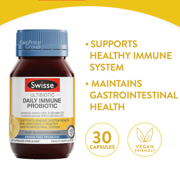 Viên uống men vi sinh tăng cường miễn dịch giảm ốm vặt - Swisse Ultibiotic Daily Immune Probiotic 30 Viên