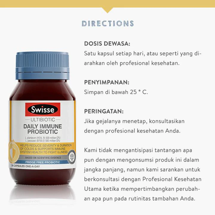 Viên uống men vi sinh tăng cường miễn dịch giảm ốm vặt - Swisse Ultibiotic Daily Immune Probiotic 30 Viên