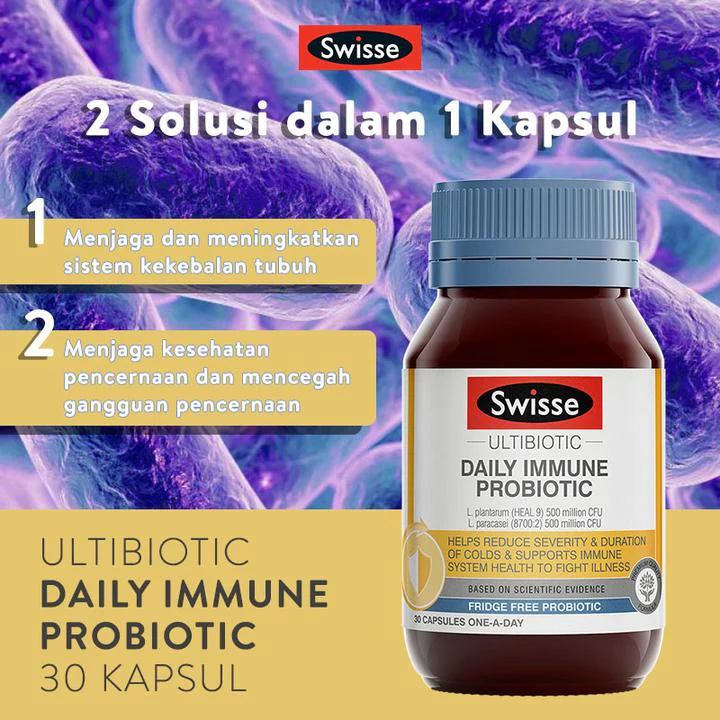 Viên uống men vi sinh tăng cường miễn dịch giảm ốm vặt - Swisse Ultibiotic Daily Immune Probiotic 30 Viên