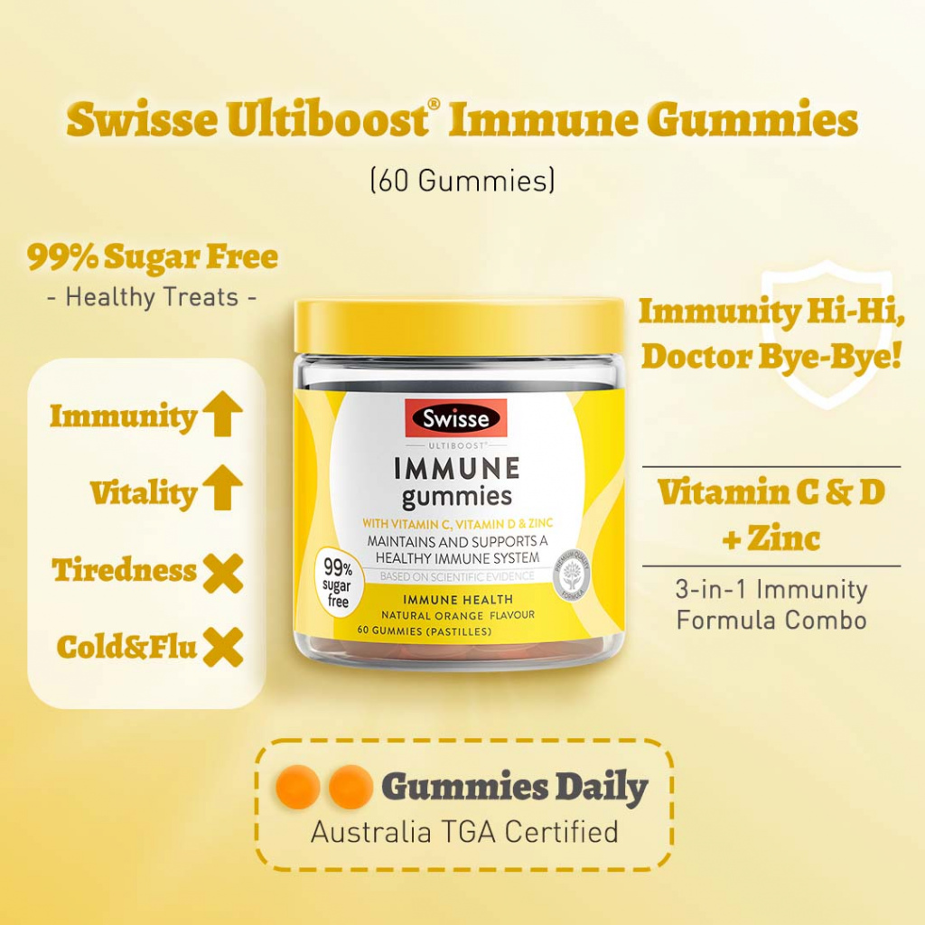 Viên nhai hỗ trợ hệ thống miễn dịch - Swisse Immune Gummies 60 viên nhai