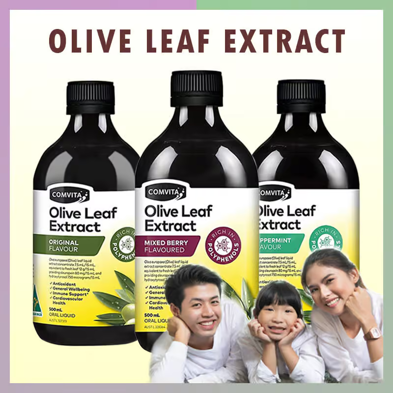 Nước Uống Chiết Xuất Từ Lá Olive Vị Bạc Hà Dễ Uống Chống Oxy Hóa Hỗ Trợ Sức Khỏe Tổng Hợp - Comvita Olive Leaf Extract Peppermint 500mL
