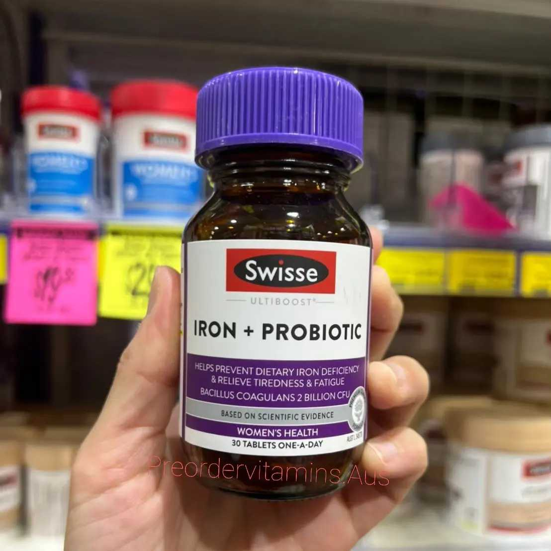 Viên uống bổ sung sắt và men vi sinh - Swisse Iron + Probiotic 30 Viên