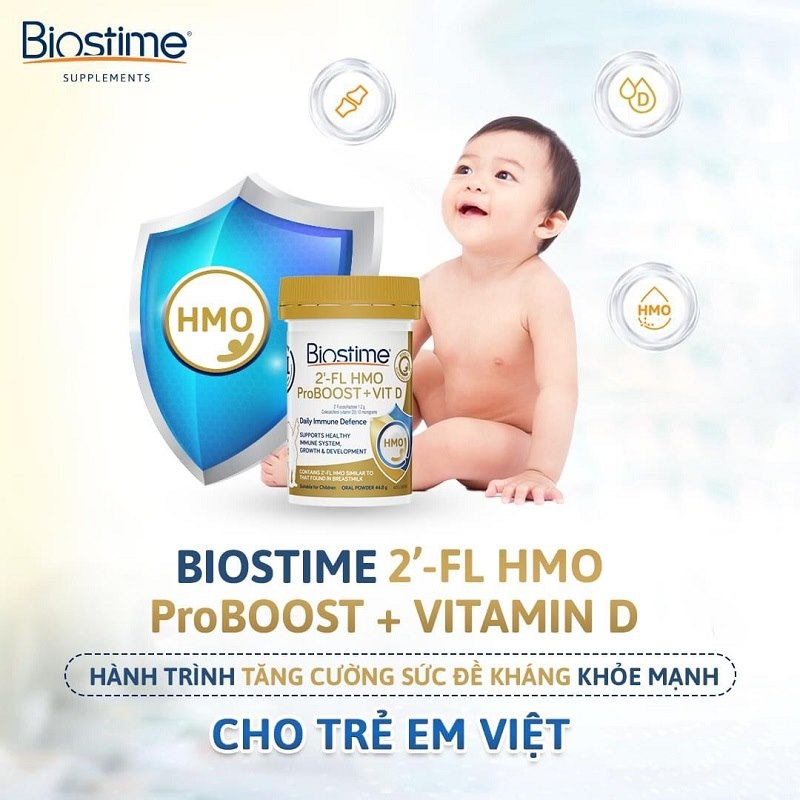 Bột tăng đề kháng cho Bé -Biostime 2'-FL HMO ProBOOST + VIT D 44.8g