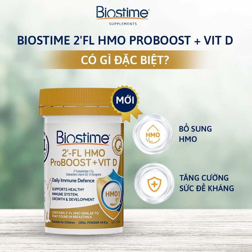 Bột tăng đề kháng cho Bé -Biostime 2'-FL HMO ProBOOST + VIT D 44.8g