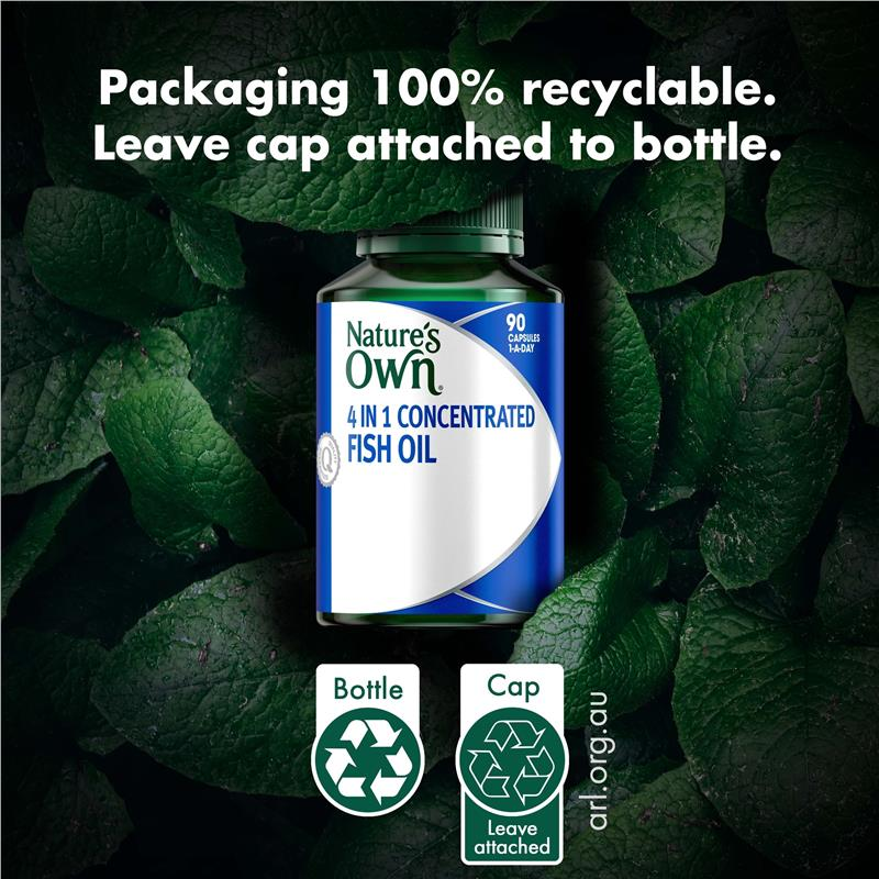 VIÊN UỐNG DẦU CÁ ĐẬM ĐẶC 4 TRONG 1 CỦA THIÊN NHIÊN 90 VIÊN NANG- Nature's Own Fish Oil 4 in 1 Concentrated with Omega 3 - 90 Viên