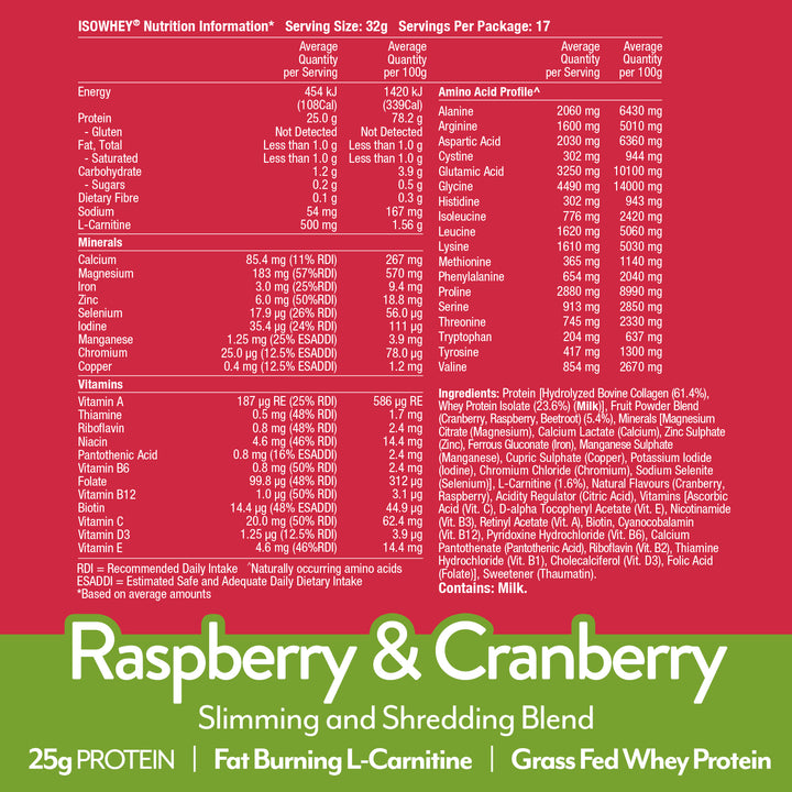 Isowhey Clear Cranberry Raspberry 550g