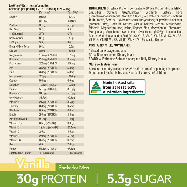 Sữa Lắc IsoWhey Cho Nam Vị Vanilla 840g - IsoWhey Shake for Men Vanilla 840g