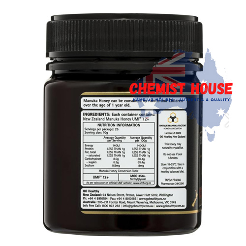 GO Healthy Manuka Honey UMF 12+ (MGO 350+) 250mg - Mật ong Manuka