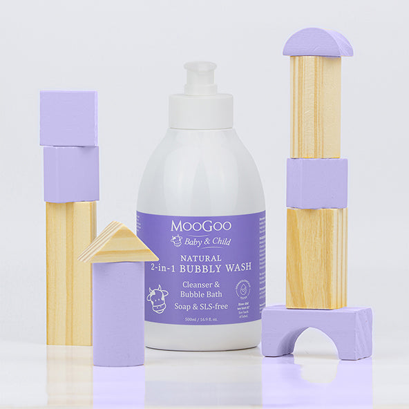 Sữa Tắm Gội Tự Nhiên MooGoo Không SLS, SULFATE Từ Cám Gạo Tạo Bọt Cho Bé 2In1 500ML - MooGoo Baby And Child 2 In 1 Bubbly Wash 500ML