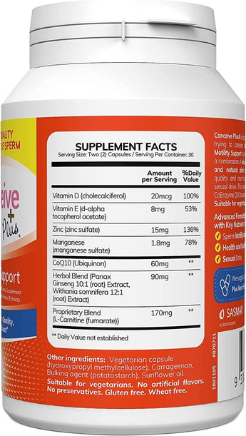 Conceive Plus Motility Support 60 Viên - Tăng Cường Vận Động & Tốc Độ Di Chuyển Của Tinh Trùng Tăng Thụ Thai Sinh Sản Cho Nam