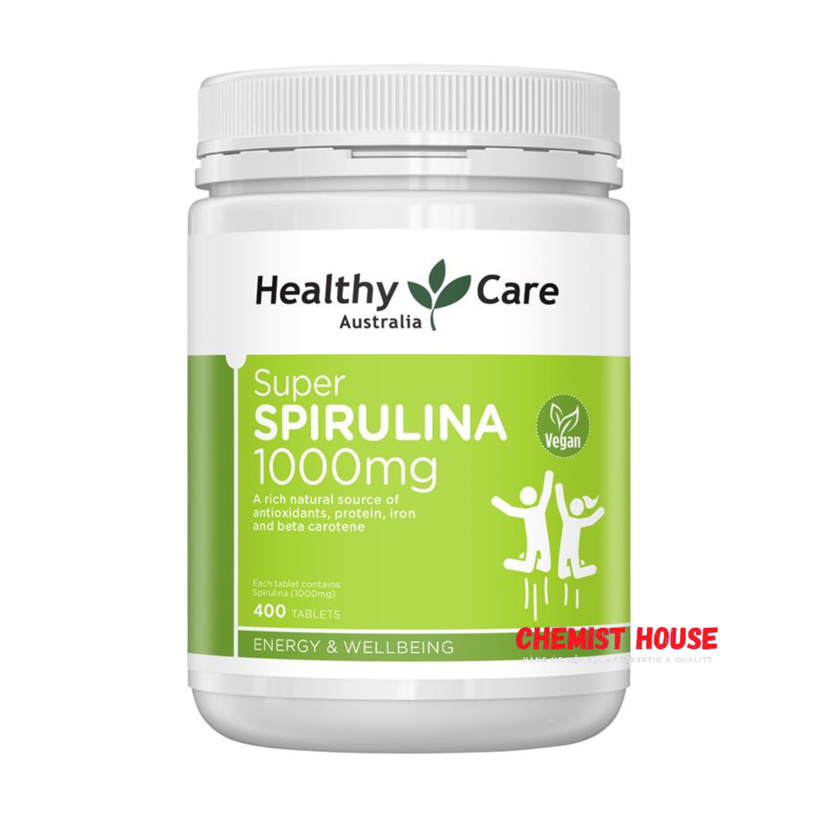 Healthy Care Super Spirulina 400 Viên - Viên Uống Healthy Care bổ sung Protein, Sắt, Beta Carotene Và Chống Oxy Hóa