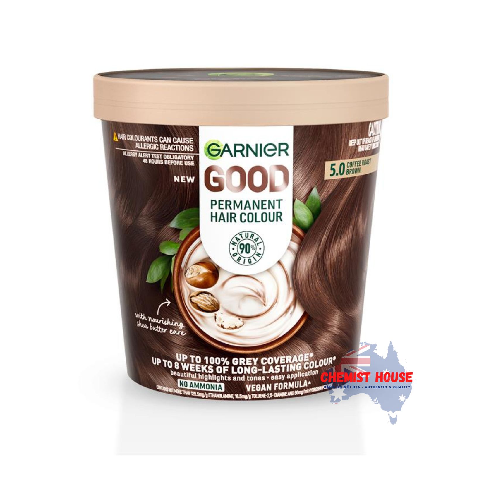 Thuốc Nhuộm Tóc Thuần Chay Garnier Good Hair Colour 5.0 Cà Phê Rang Nâu - Garnier Good Hair Colour 5.0 Coffee Roast Brown