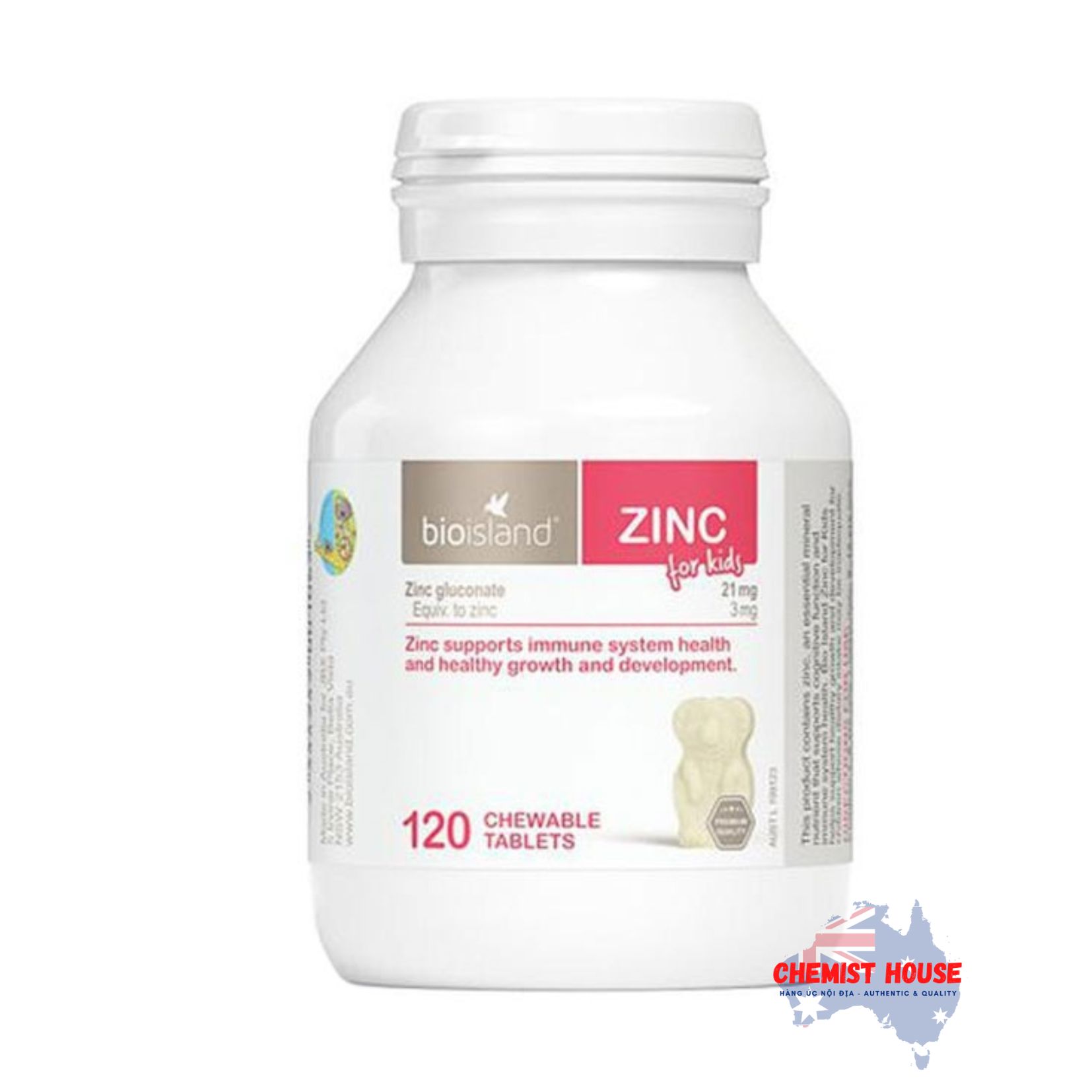 Bio Island Zinc - Viên uống bổ sung kẽm cho bé 120 viên
