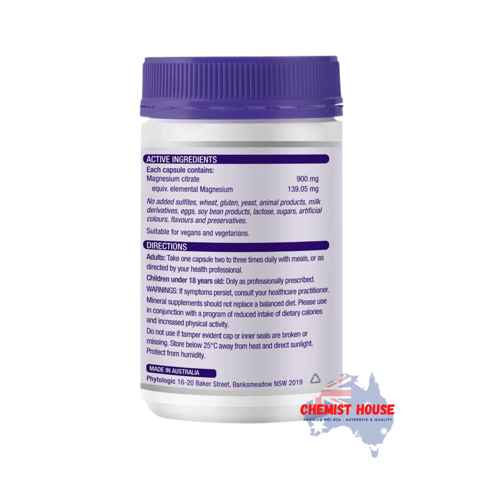 Viên Uống Henry Blooms Tri-Magiê Citrate 900mg 150 Viên - Henry Blooms Tri-Magnesium Citrate 900mg 150 Capsules Bulk Pack