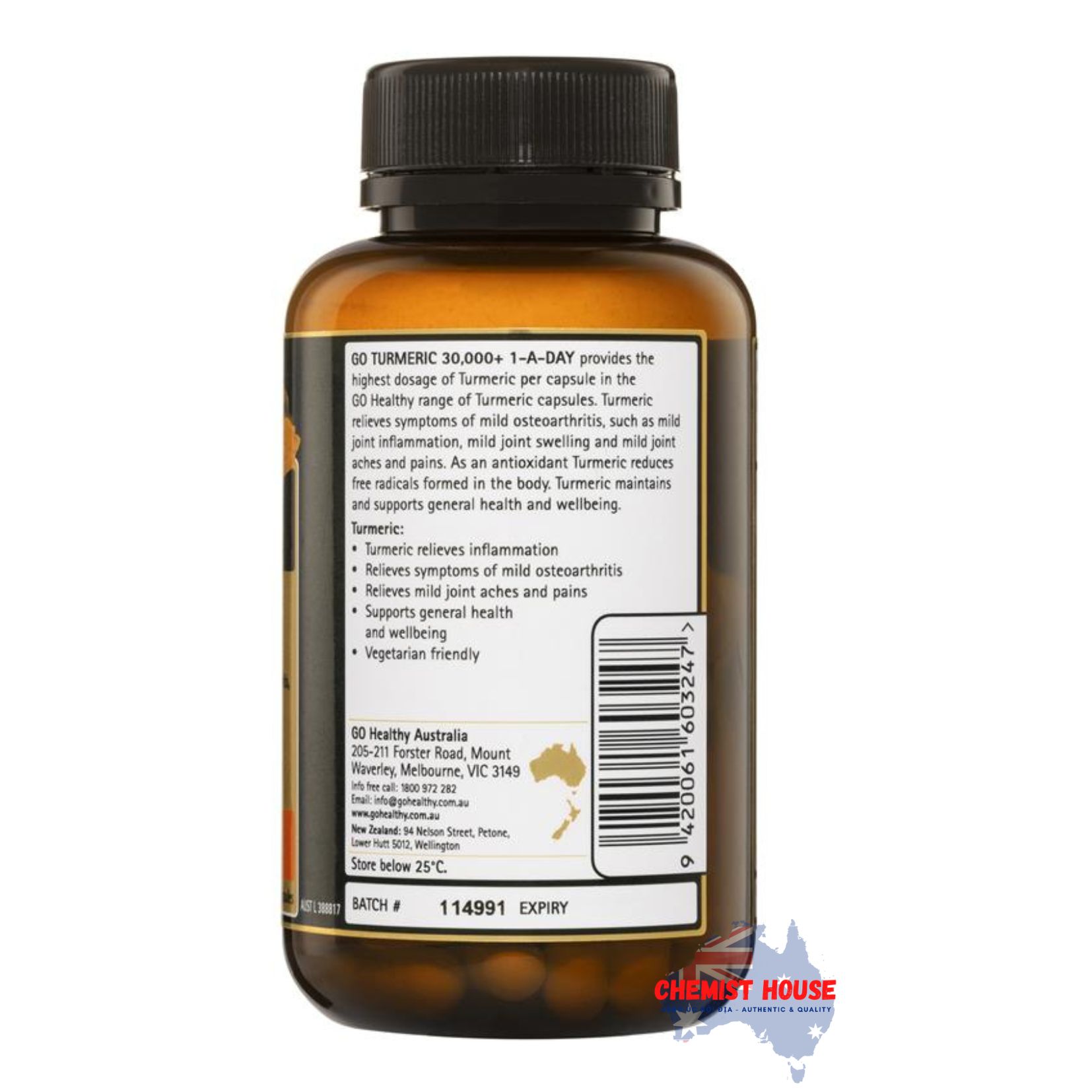 Viên Uống Tinh Chất Nghệ Tươi GO Healthy Turmeric 30000+  1-A-Day 60 Viên - GO Healthy Turmeric 30000+ 1 A Day 60 Vege Capsules