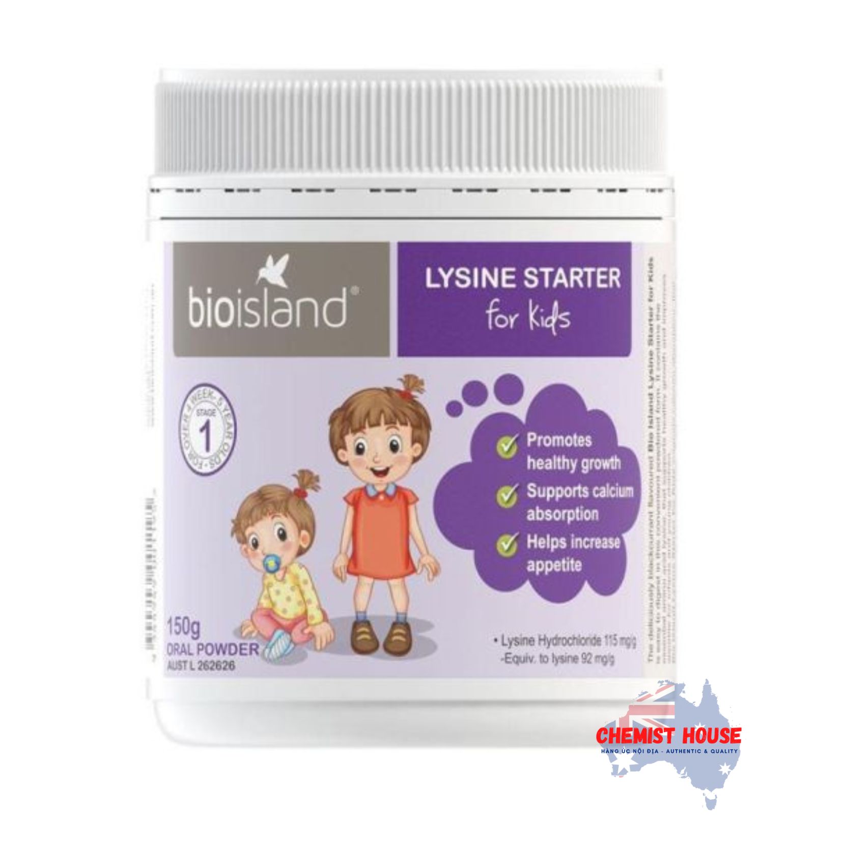 Bio Island Lysine Starter - Bột tăng chiều cao 150g