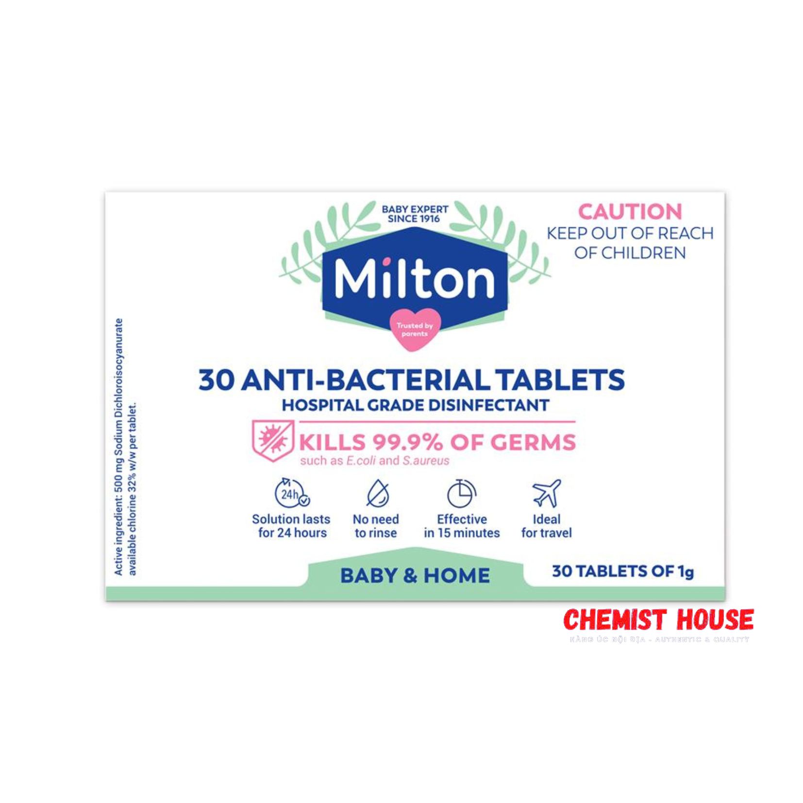 Hộp Khử Trùng Bình Sữa Milton 30 Viên -  Milton Antibacterial 30 Tablets