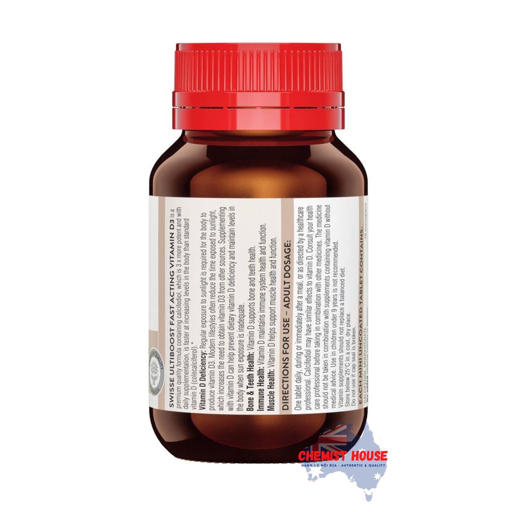 Swisse Fast Acting Vitamin D3 200 Viên