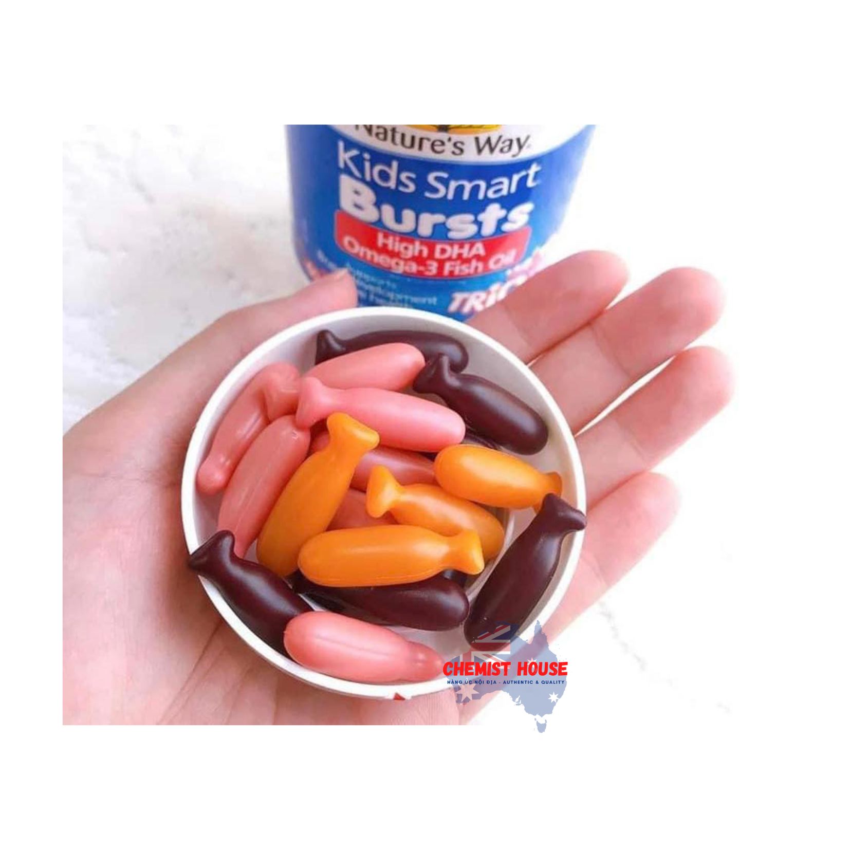 Nature's Way Kids Smart Omega-3 Fish Oil Viên Nhai Hỗ Trợ Tăng Cường Sức Khỏe Não Bộ & Sáng Mắt 50 Viên - Nature's Way Kids Smart Omega-3 Fish Oil Strawberry Flavour 50 Chewable Capsules