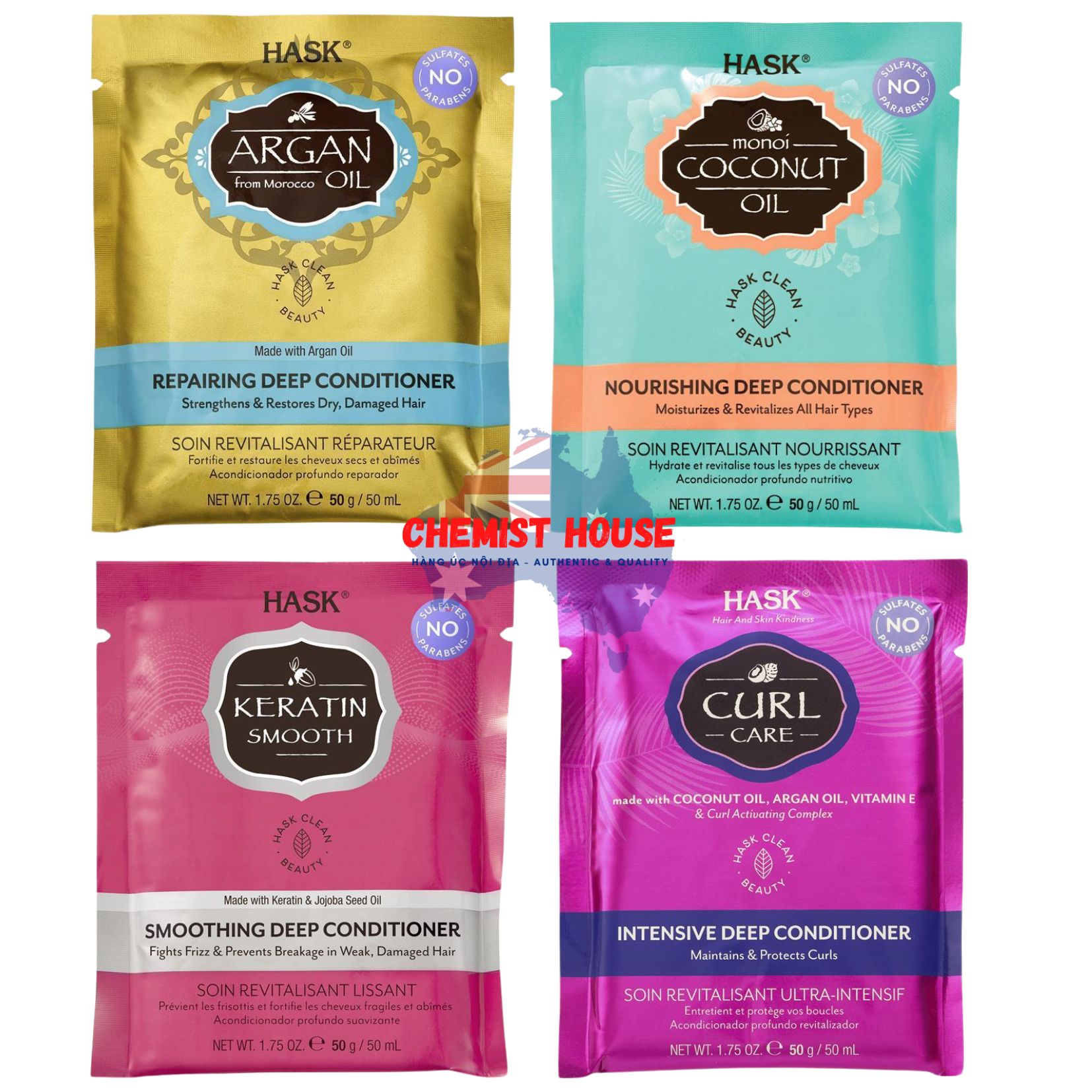 Hask Deep Conditoner Kem Ủ Tóc Chuyên Sâu Mềm Mượt Khỏe Tóc Giảm Hủ Tổn Gãy Rụng Dầu Xả Cao Cấp Hask Úc